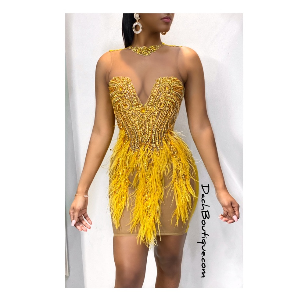 Dache boutique yellow/gold embellished dress